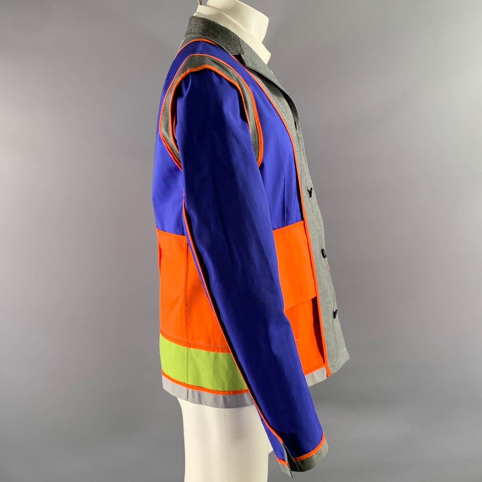 Kolor KOLOR 42 Grey Blue Color Block Cotton Nylon Sport Coat Size 42L - 3 Thumbnail