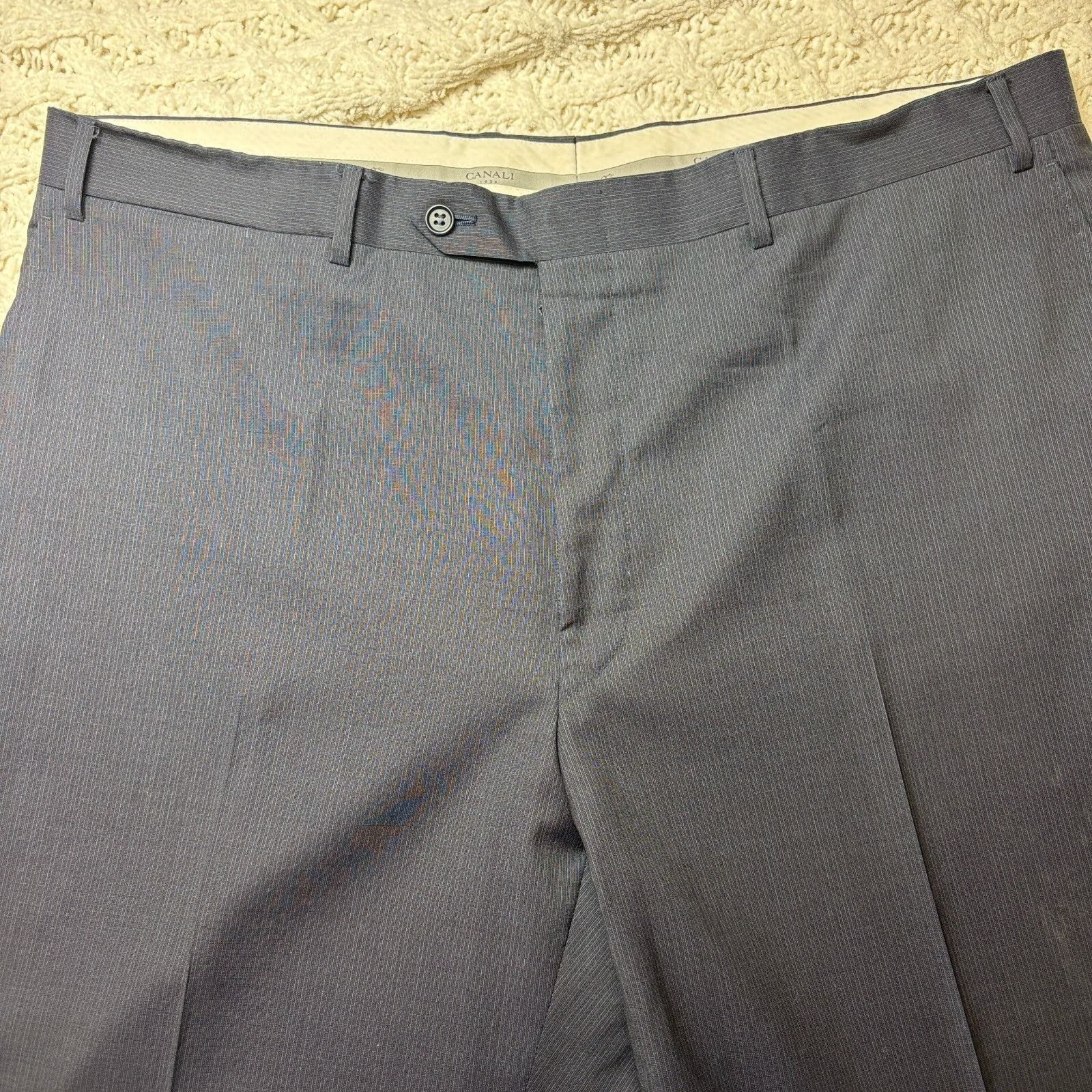 Canali Canali Men's Dress Pants 40x31 Blue Gray 100% Wool Flat Fron Size 40R - 2 Thumbnail