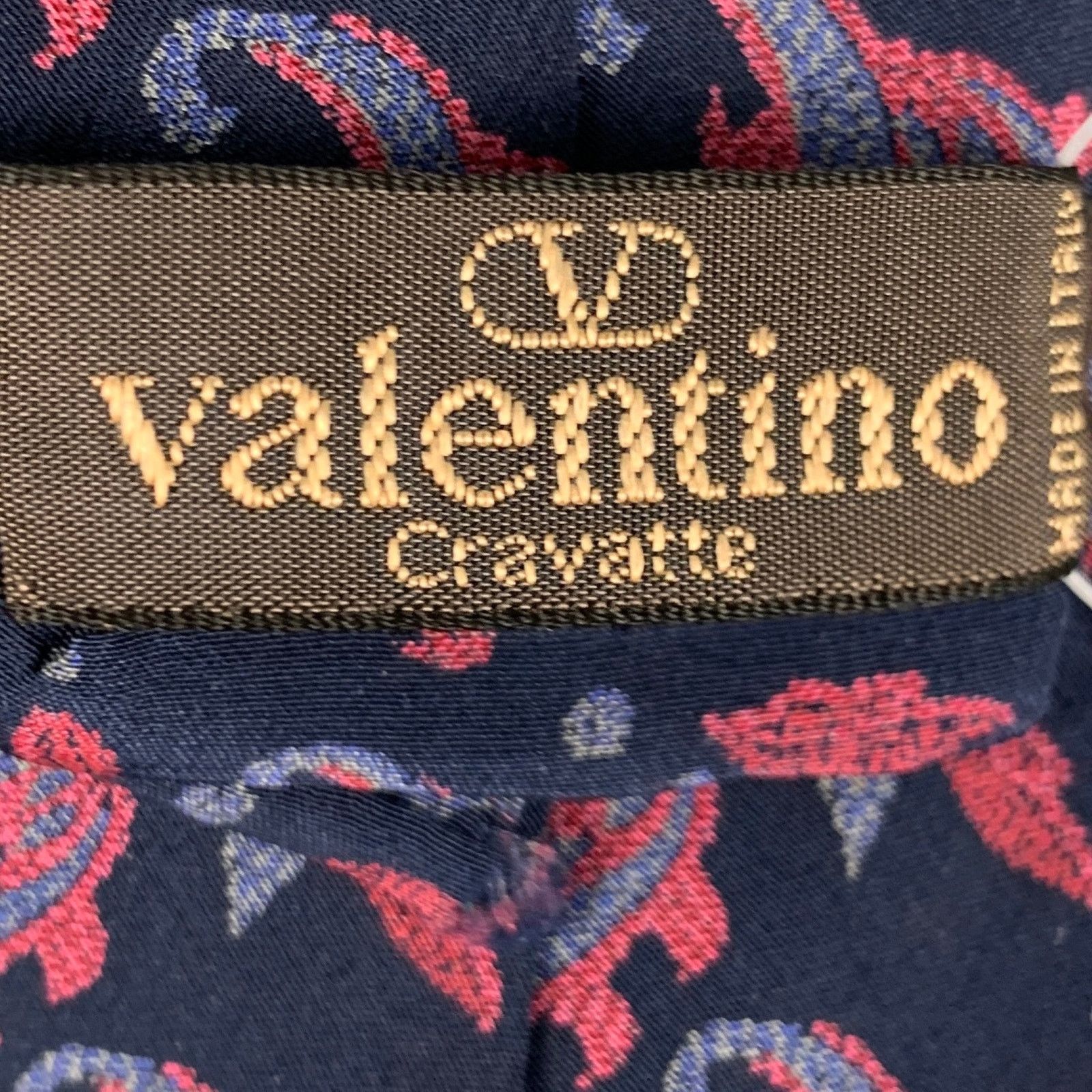 Valentino VALENTINO Navy Multi-Color Paisley Silk Tie Size ONE SIZE - 4 Thumbnail