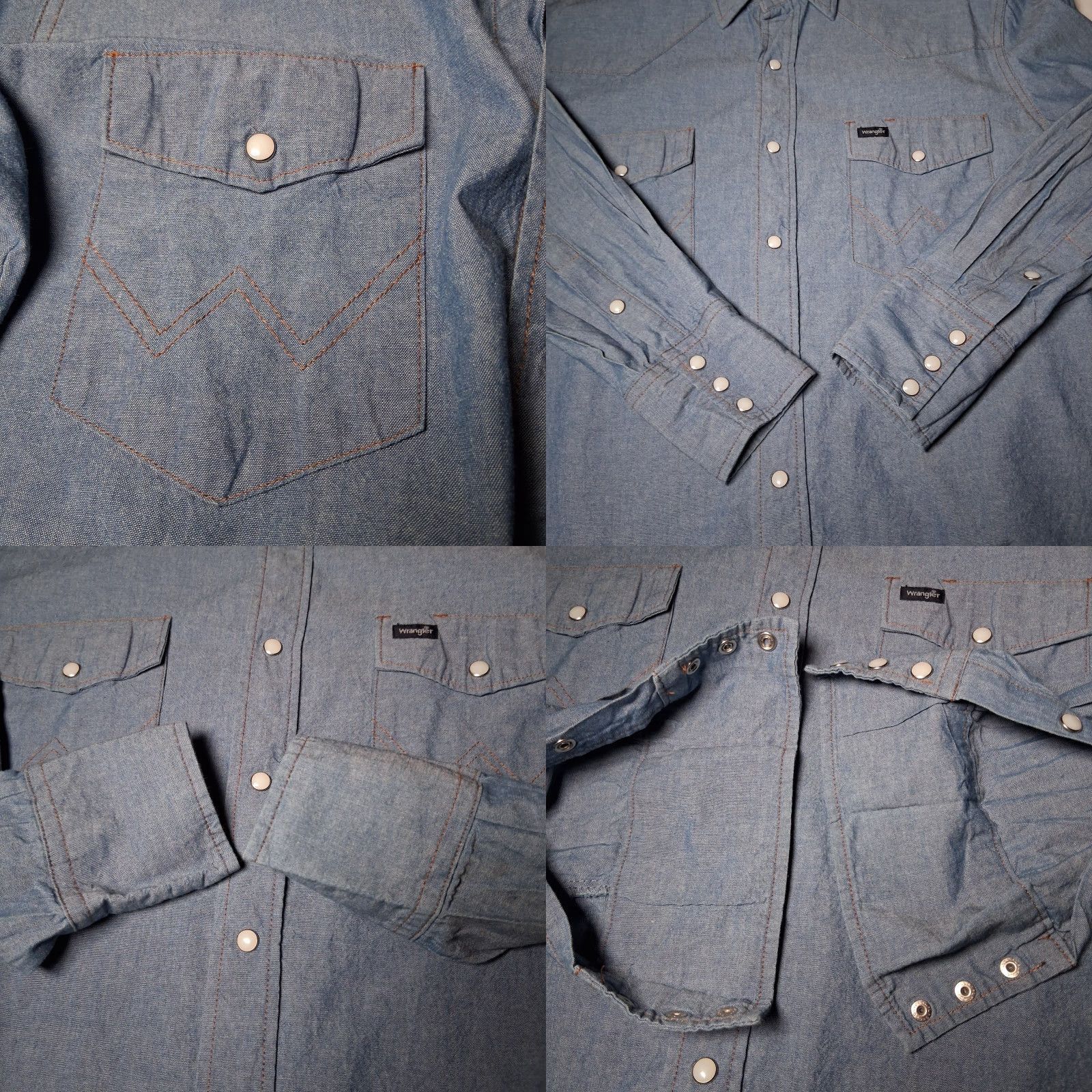 Wrangler Wrangler Pearl Snap Shirt Men M Blue Chambray Western Wear Button-Up Shirt Size US M / EU 48-50 / 2 - 9 Thumbnail