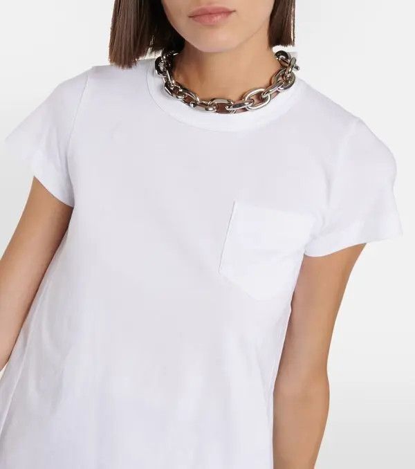 Sacai o1s22i1n0924 Pleated Back T-Shirt in White Size M / US 6-8 / IT 42-44 - 3 Thumbnail