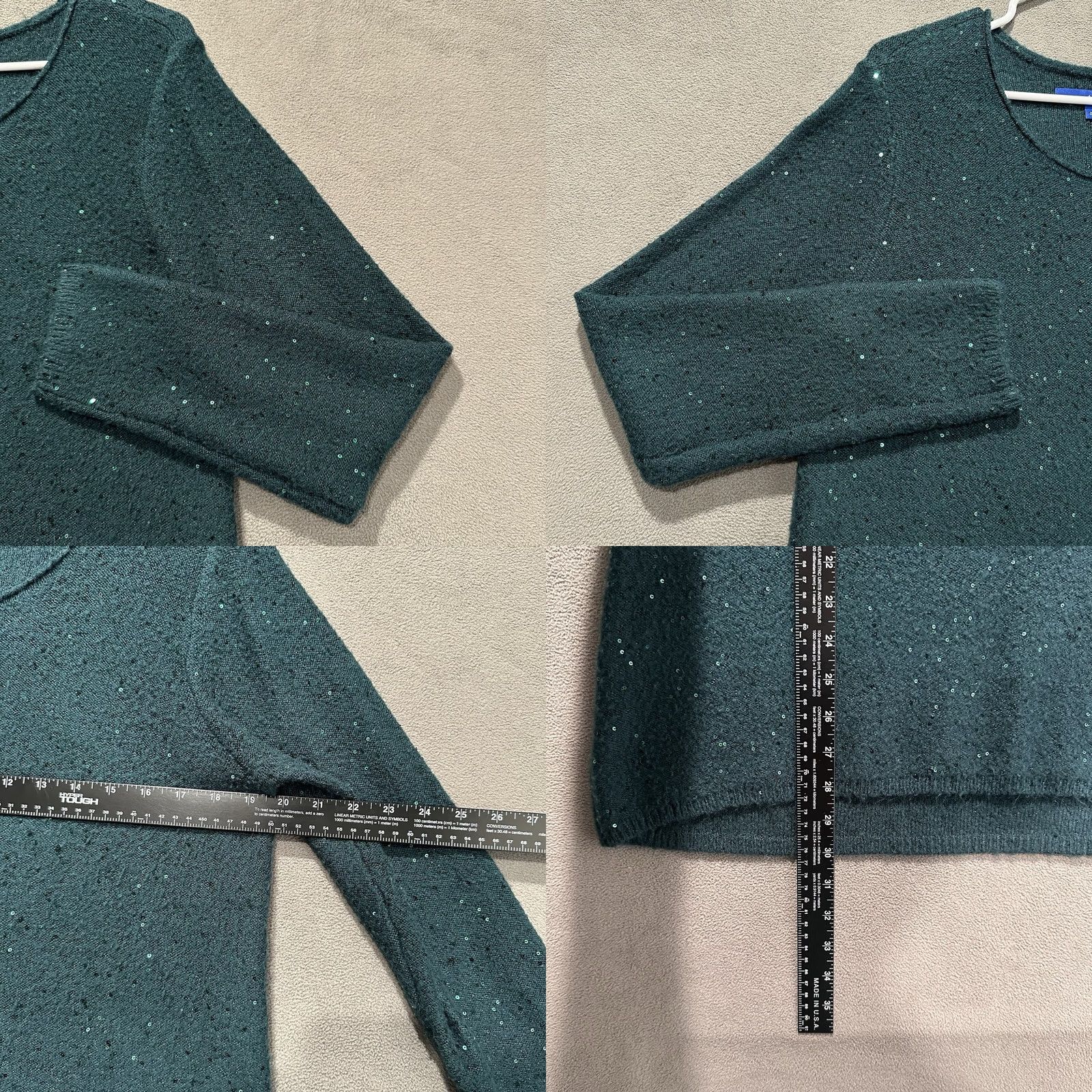 Apt. 9 Apt. 9 Sweater Womens Large Green Knit Round Neck Sequin Long Sleeve Stretch GUC Size L / US 10 / IT 46 - 8 Thumbnail