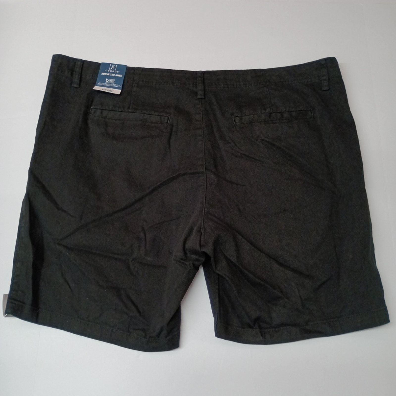 George George Twill Shorts Men's Size 44 Black Flat Front 9" Inseam Size US 44 / EU 60 - 4 Thumbnail