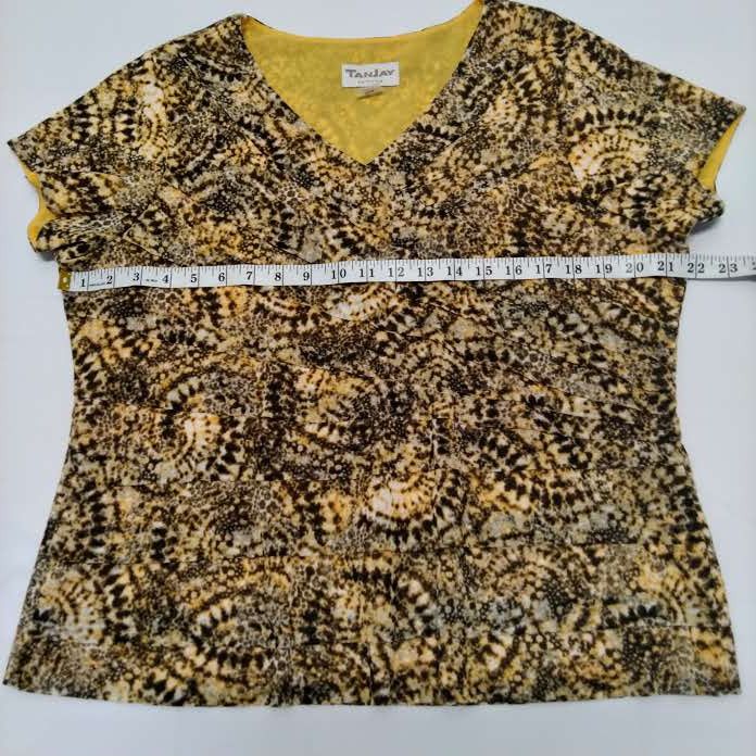 Vintage Tanjay Petites PL Short Sleeve V Neck Summer Top Blouse Size M / US 6-8 / IT 42-44 - 6 Thumbnail