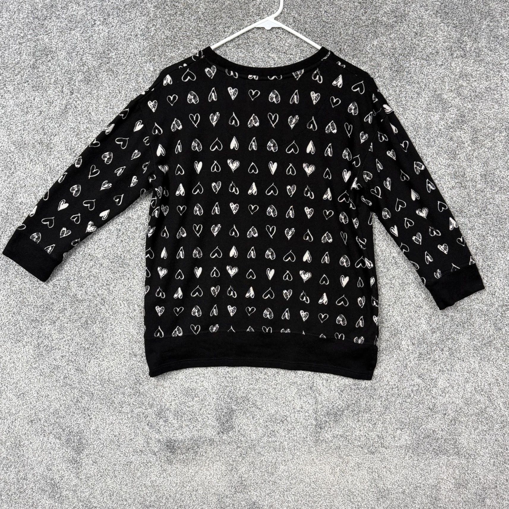 Vintage Cuddl Duds Pajama Set Womens Small Black Heart Print Knit Lounge Sleepwear Size ONE SIZE - 7 Thumbnail