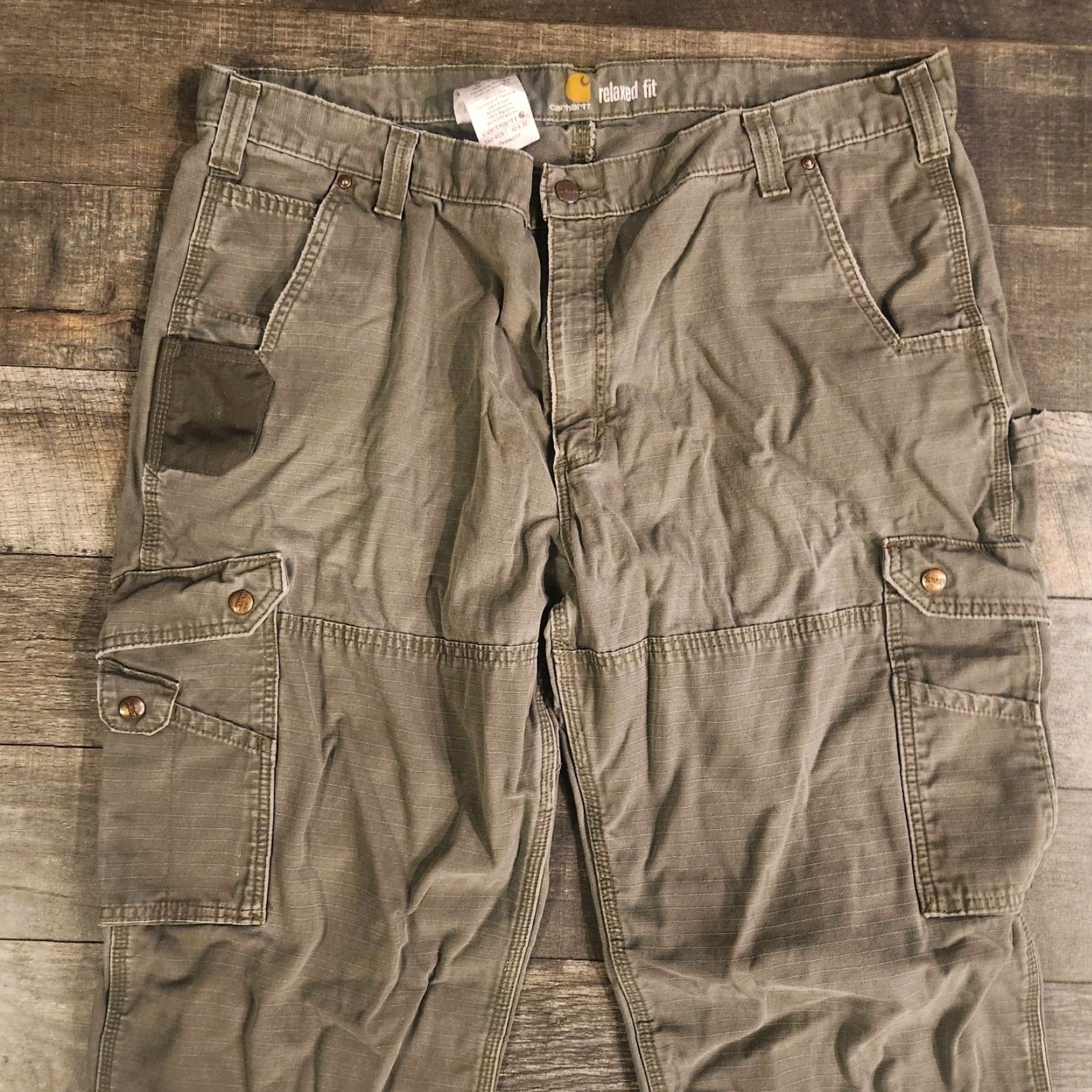 Carhartt Carhartt Pants Mens 42x32 Canvas Cargo Relaxed Ripstop Double Knee Carpenter Pants Mens 42x32 Gray Cotton Cargo Workwear USA Outdoor Size US 42 / EU 58 - 3 Thumbnail