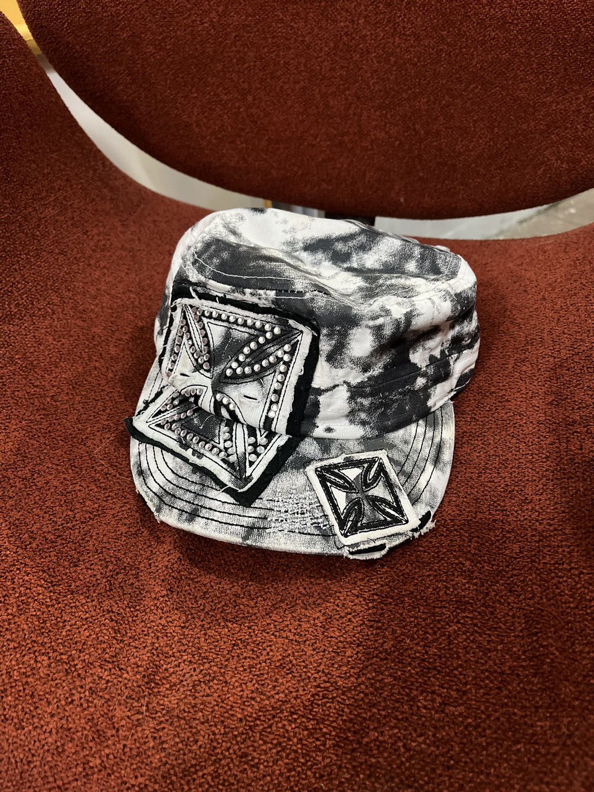14th Addiction Two Fold Distressed Studded Commando Cadet Hat Size ONE SIZE - 2 Thumbnail