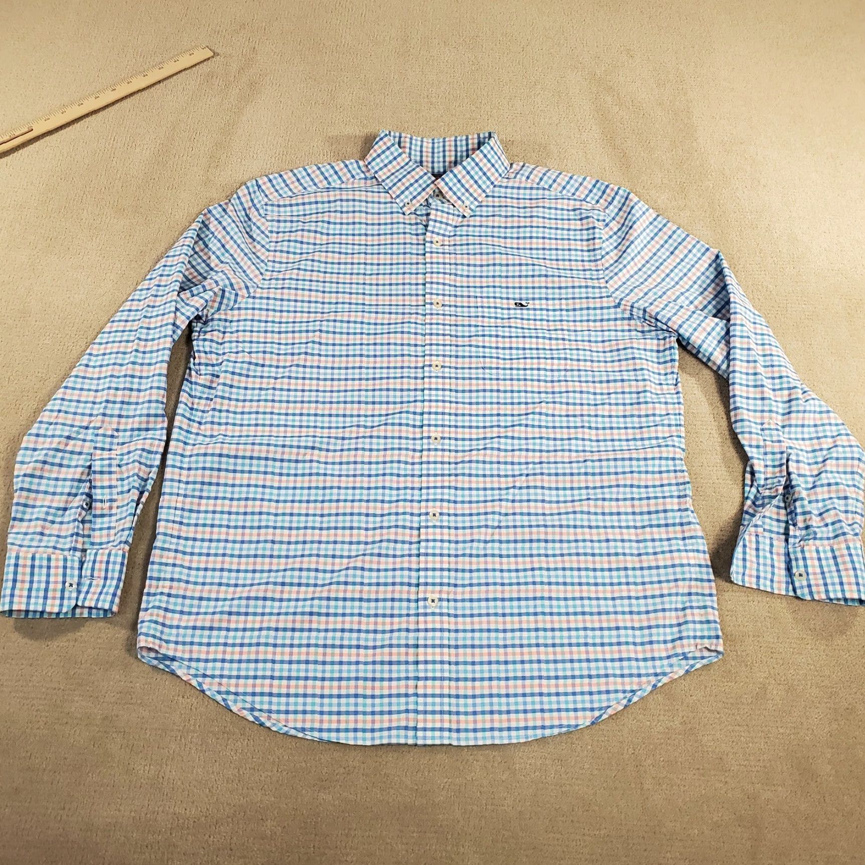 Vineyard Vines Vineyard Vines Button-Up Shirt Mens L White Blue Plaid Check Long Sleeve Collared Classic Fit Size US L / EU 52-54 / 3 - 2 Thumbnail