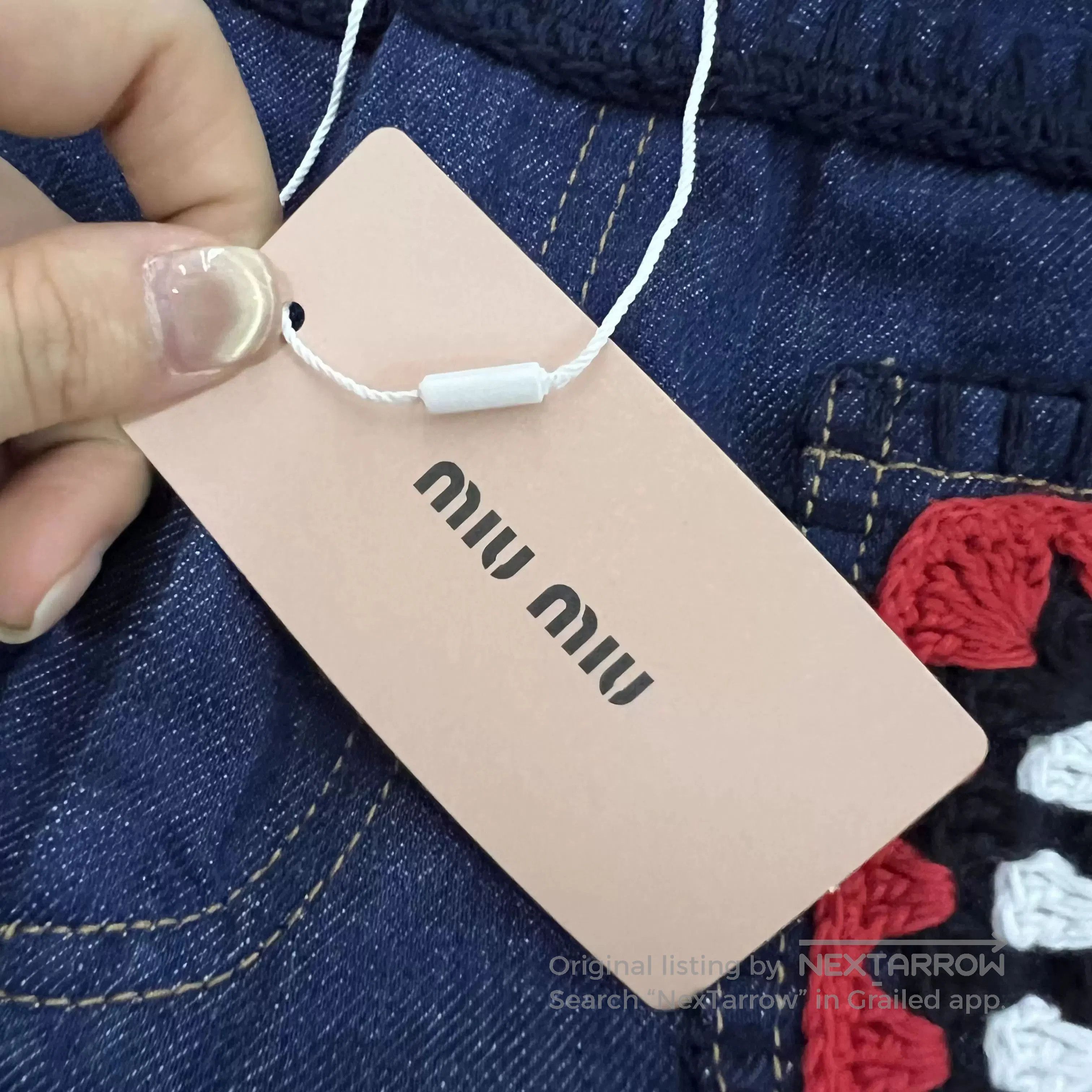 Miu Miu Miu Miu Blue Embroidered Denim Shorts. Size 25" / US 0 / IT 36 - 4 Thumbnail