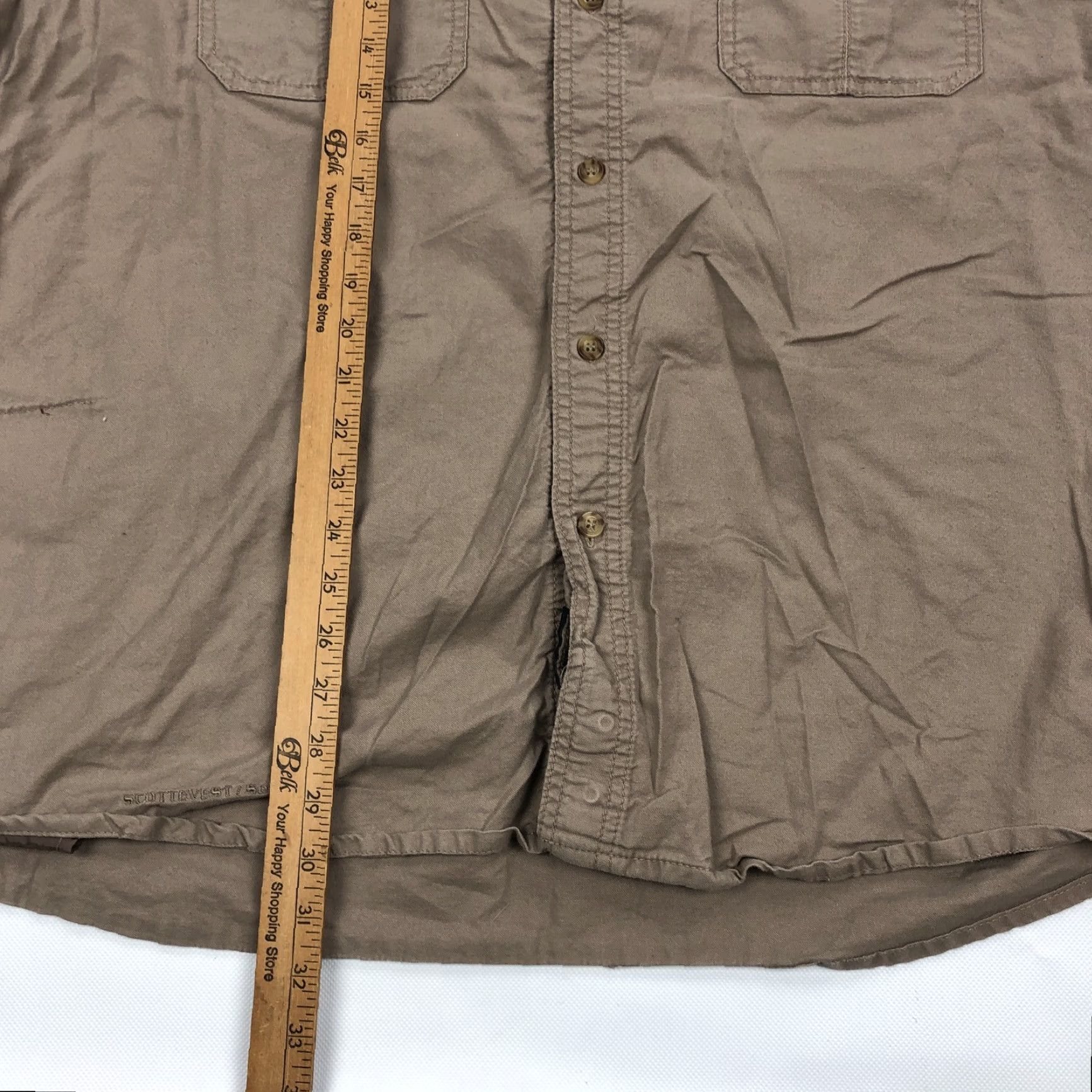 Vintage SCOTTEVEST SeV Button-Up Shirt Khaki Tan Long Sleeve Cotton Mens 2XL Casual Travel Pockets Embroidered Logo Printed? Not printed. Size US XXL / EU 58 / 5 - 3 Thumbnail