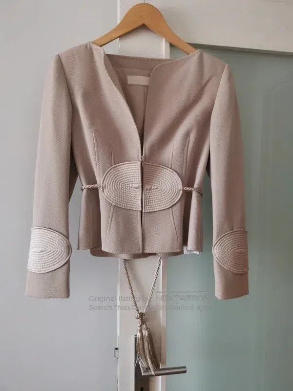 Valentino Valentino Beige jacket coat Size L / US 10 / IT 46 - 2 Thumbnail