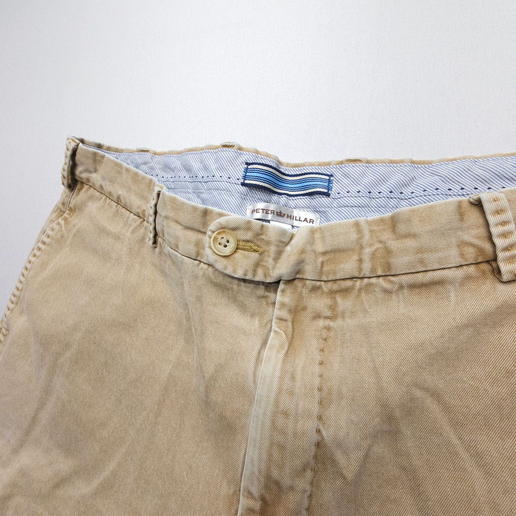Peter Millar Peter Millar Pima Cotton Chino Shorts Mens 36 x 9 Tan Twill Preppy Flat Peru Size US 36 / EU 52 - 3 Thumbnail
