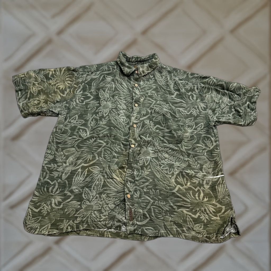 Vintage VINTAGE Flyshacker Hawaiian Shirt Mens XL Green Floral Short Sleeve Button-Down Casual Beach 90s Mens Size US XL / EU 56 / 4 - 1 Thumbnail