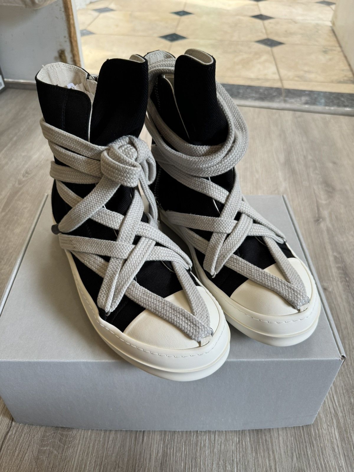 Rick Owens × Rick Owens Drkshdw Rick Owens Drkshdw Jumbolace Hexa Sneaks  Ramones Black | Grailed