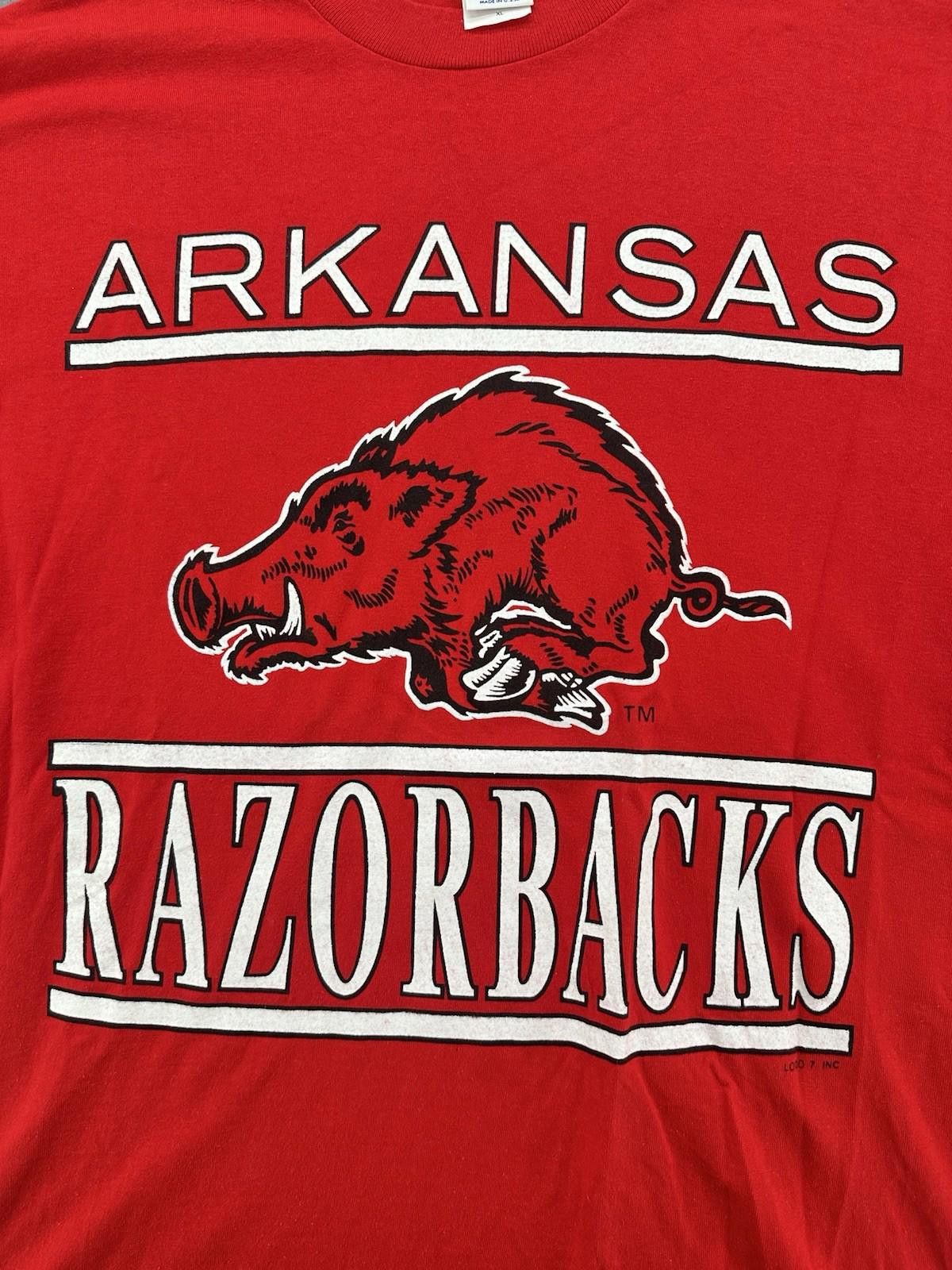 Logo 7 Vintage Logo 7 - Men's XL Arkansas Razorbacks Red Logo Size US XL / EU 56 / 4 - 2 Thumbnail