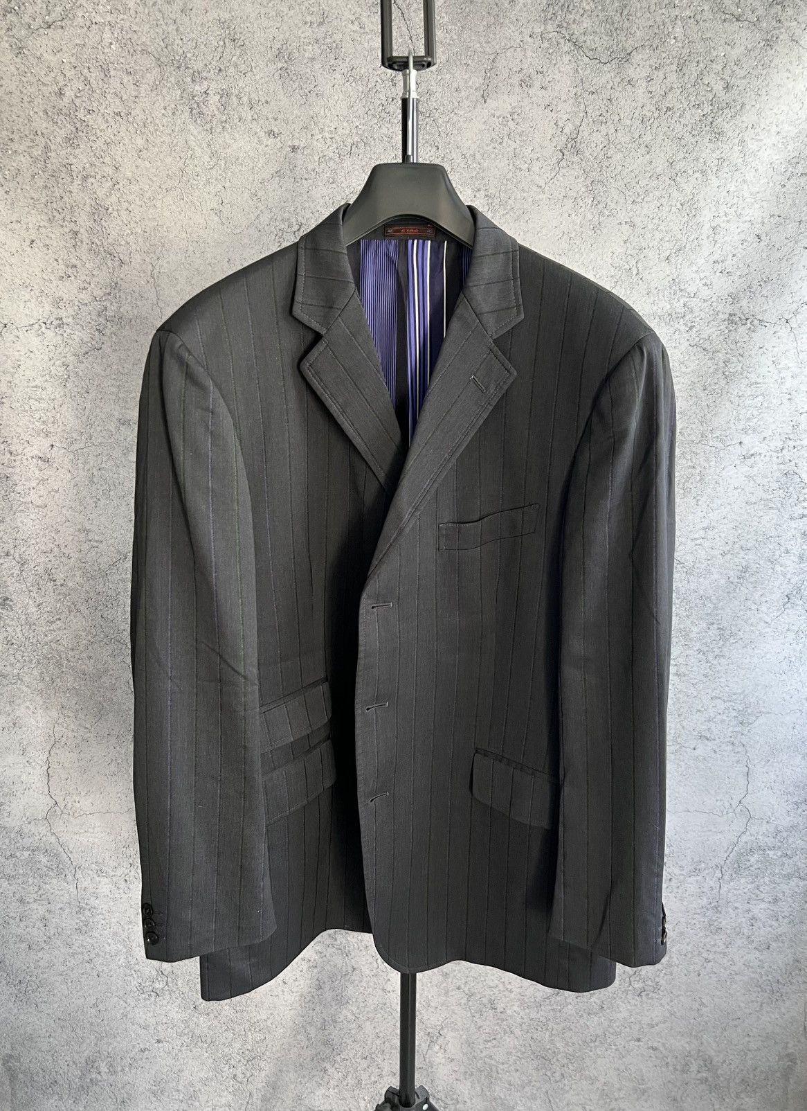 Etro Vintage Etro Milano Striped Blazer Classic Suit Wool Size 58 Size 50R - 5 Thumbnail
