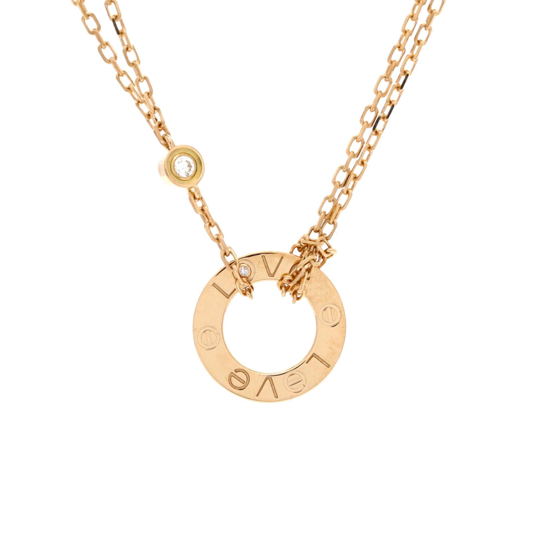 Cartier 2 Diamonds Love Pendant Necklace Size ONE SIZE - 1 Thumbnail