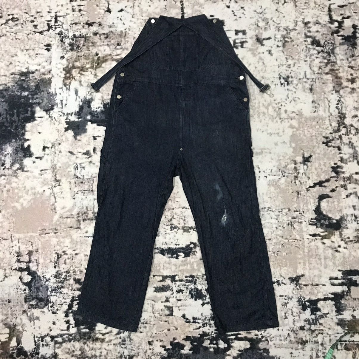 GU Gu Distressed Design Dark Blue Overalls Jeans Suspender Size US 44 / EU 60 - 4 Thumbnail