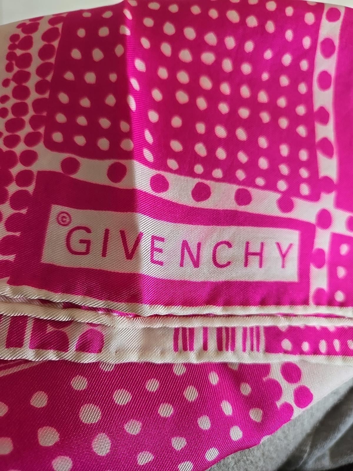 Givenchy Vtg Givenchy Pink & White Polka Dot Pattern Silk Scarf 22x23 Size ONE SIZE - 1 Thumbnail