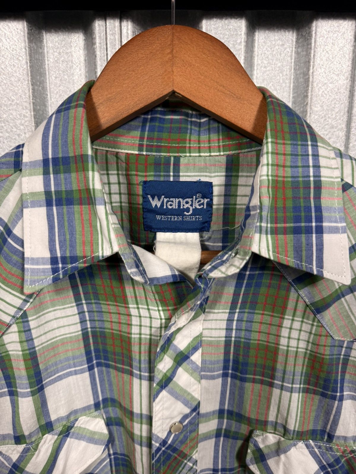 Wrangler Vintage Wrangler Western Pearl Snap Green Plaid Cowboy Shirt Size US L / EU 52-54 / 3 - 2 Thumbnail