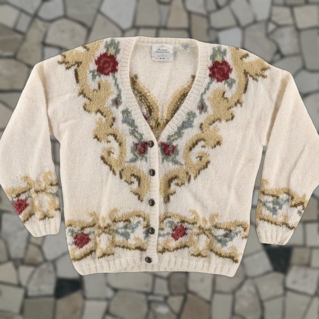 Express Express Cardigan Shirt Women's M Ivory Mohair Handknitted Internationale V-Neck Long Sleeve Wool Relaxed Size M / US 6-8 / IT 42-44 - 1 Thumbnail