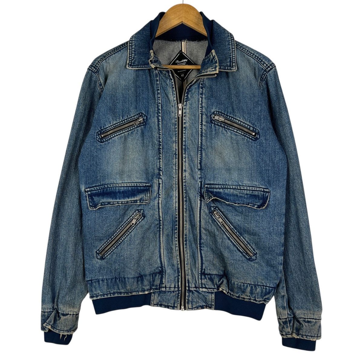 Japanese Brand 🔥 BREATH MINT NUMBER NINE DYED DENIM BOMBER JACKET Size US M / EU 48-50 / 2 - 1 Thumbnail