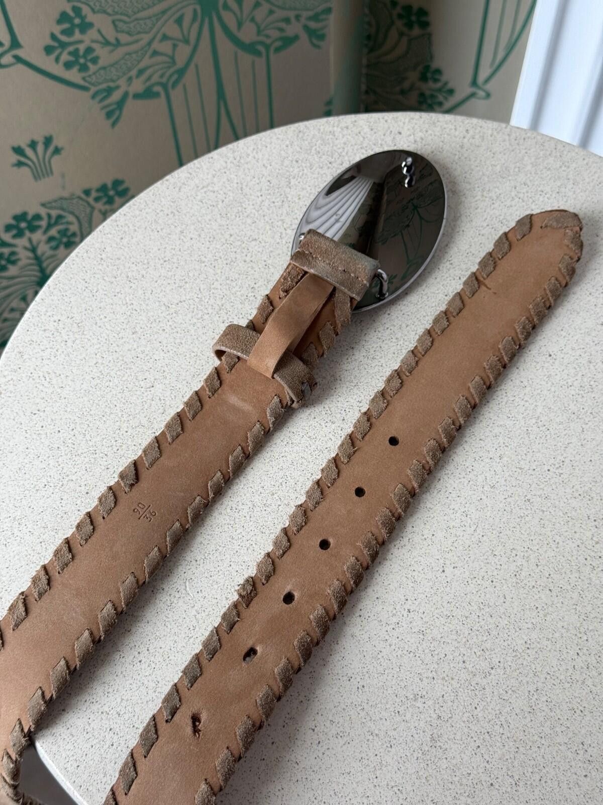 Prada Vintage Prada Suede Beige Logo Belt Size 90/36 Size ONE SIZE - 9 Thumbnail