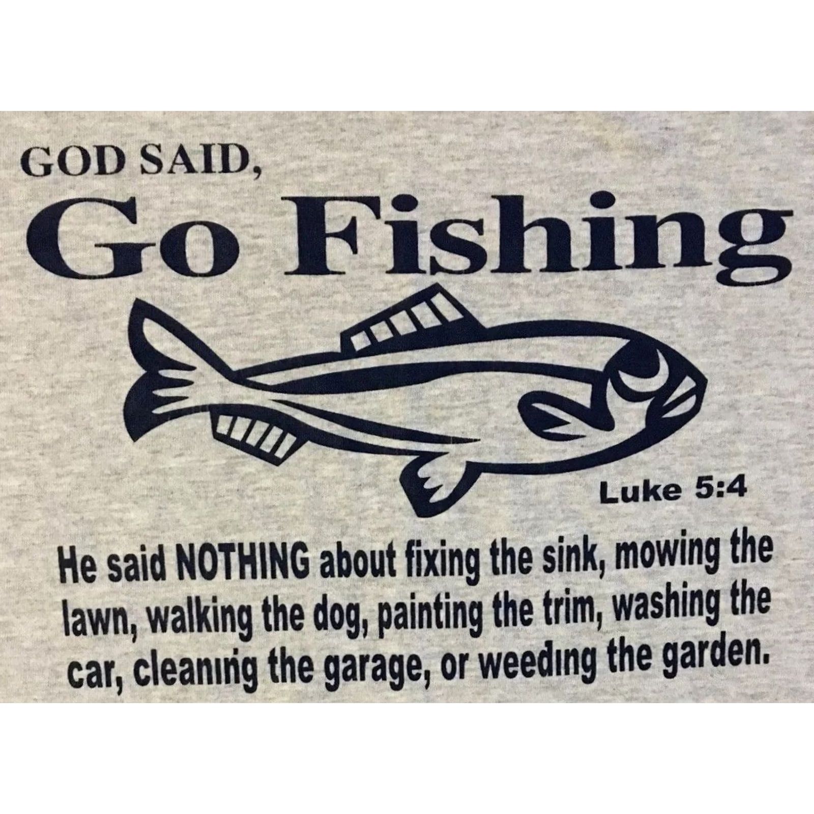 Vintage VINTAGE God Said Go Fishing Not Do Chores Faded Shirt XL Gray Mens T-Shirt Grunge 90s Y2K Funny Jesus Bible Christianity Religion Humor Saying Size US XL / EU 56 / 4 - 2 Thumbnail