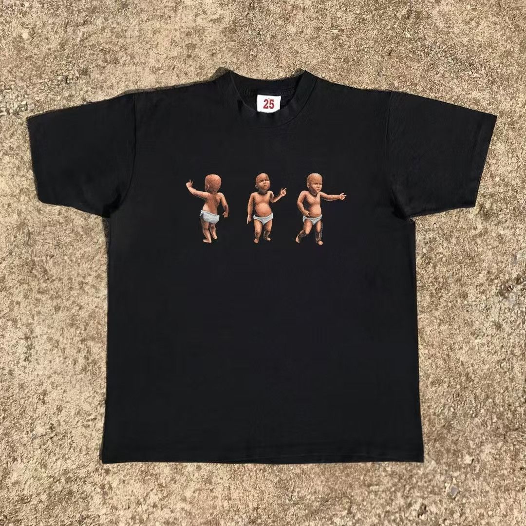 Japanese Brand × Vintage Black street hip-hop retro kids printed cotton t-shirt Size US M / EU 48-50 / 2 - 1 Thumbnail