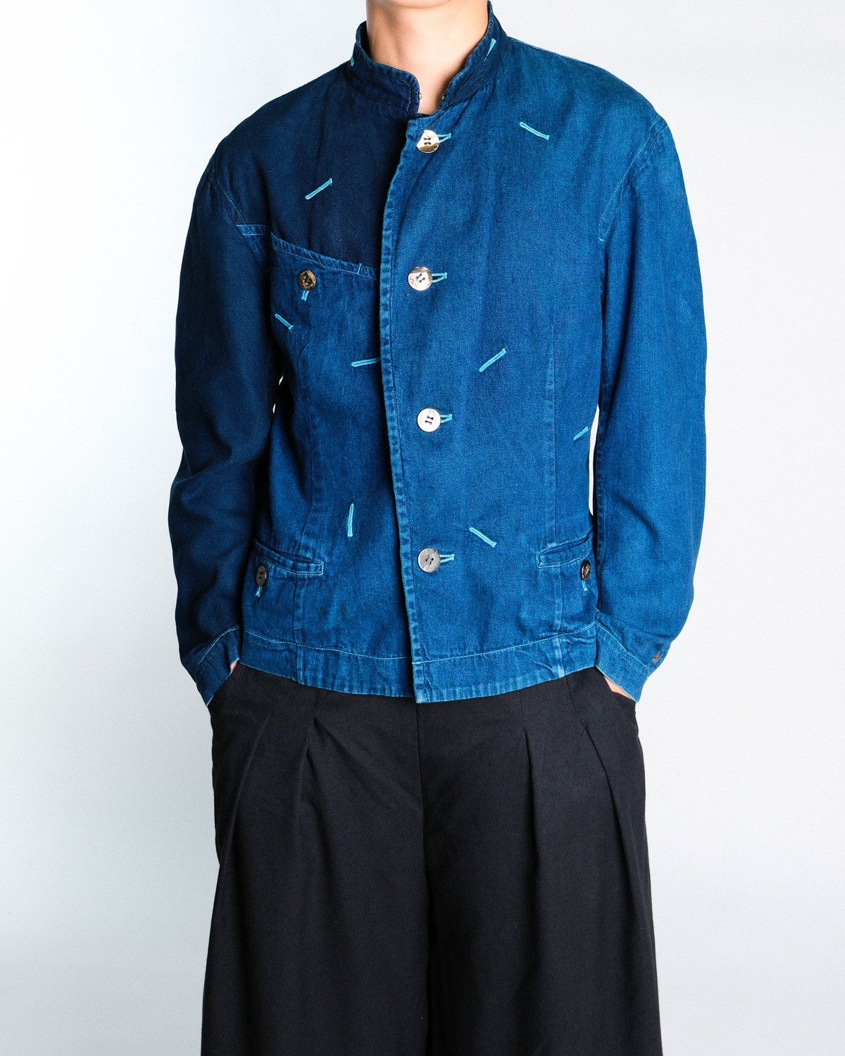 Issey Miyake Issey Miyake Mandarin Collar Indigo Dyed Jacket Size US M / EU 48-50 / 2 - 8 Thumbnail