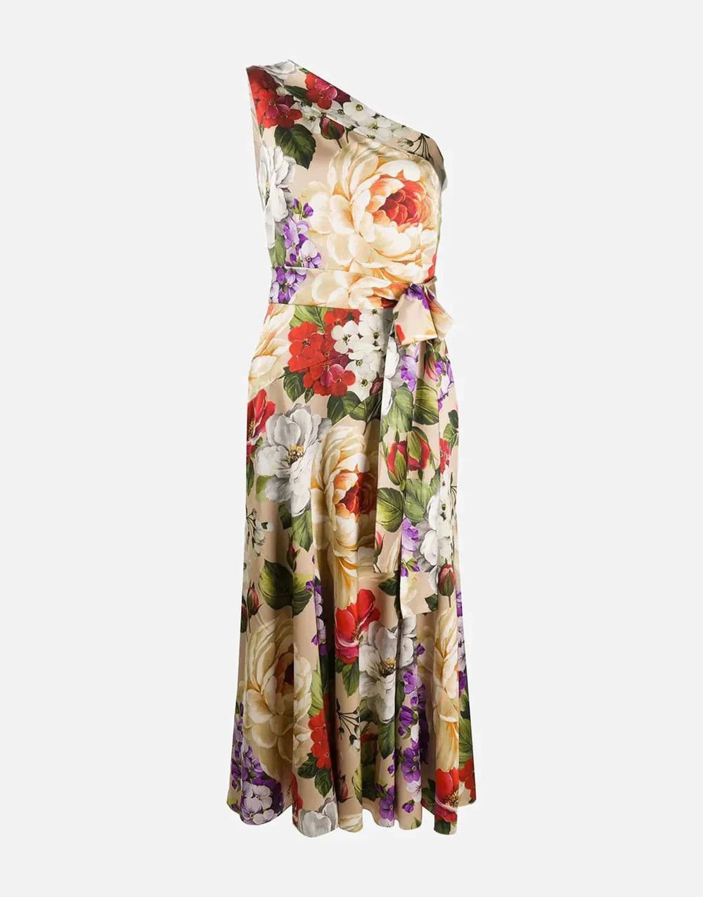 o1y0825 One-Shoulder Midi Dress in Multicolor