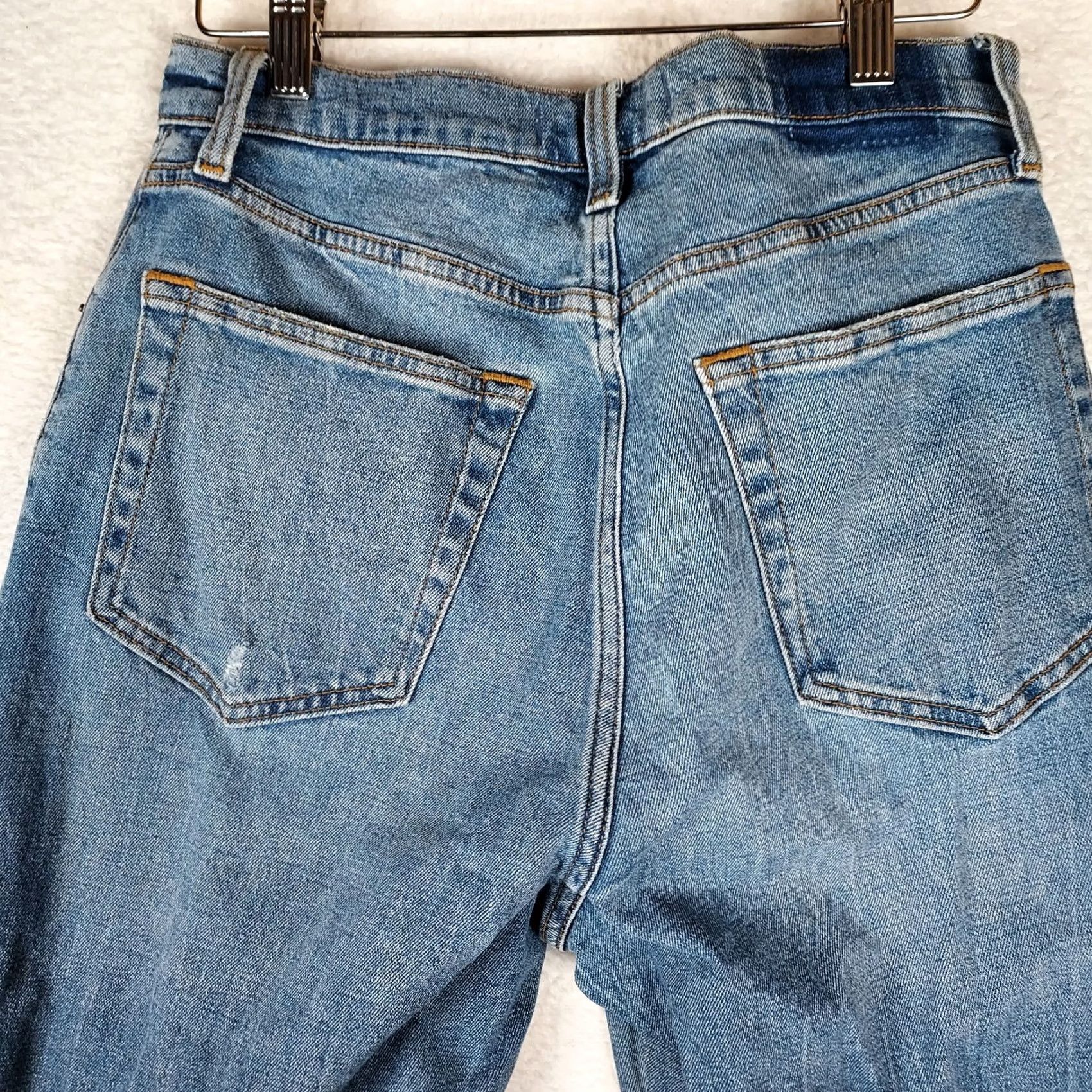 Abercrombie & Fitch Abercrombie & Fitch Curve Love Ultra High Rise Ankle Straight Jeans 28 Blue Denim 5-Pocket Women's Regular High Rise Zip Button Size 28" / US 6 / IT 42 - 5 Thumbnail