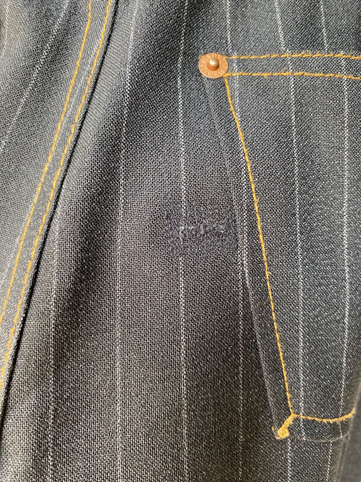 Jean Paul Gaultier Gaultier Black Pinstripe Trousers with Orange Stitching Size 32" / US 10 / IT 46 - 10 Thumbnail