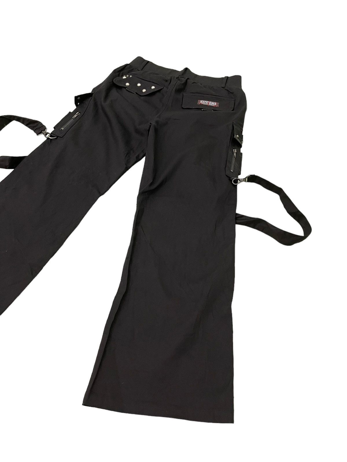 Japanese Brand Wide Leg Cargo Sex Pot Revenge Pant Punk Black Patches 6🟦5 Size US 32 / EU 48 - 13 Thumbnail