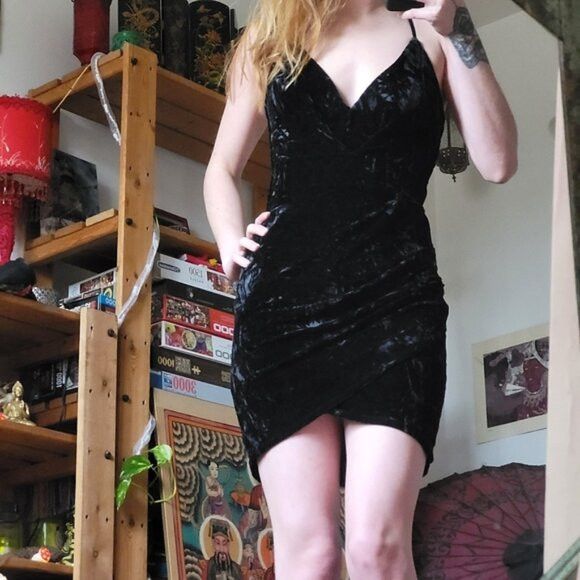 Other Black Velvet italian party dress waist openings - Size S Size S / US 4 / IT 40 - 7 Thumbnail