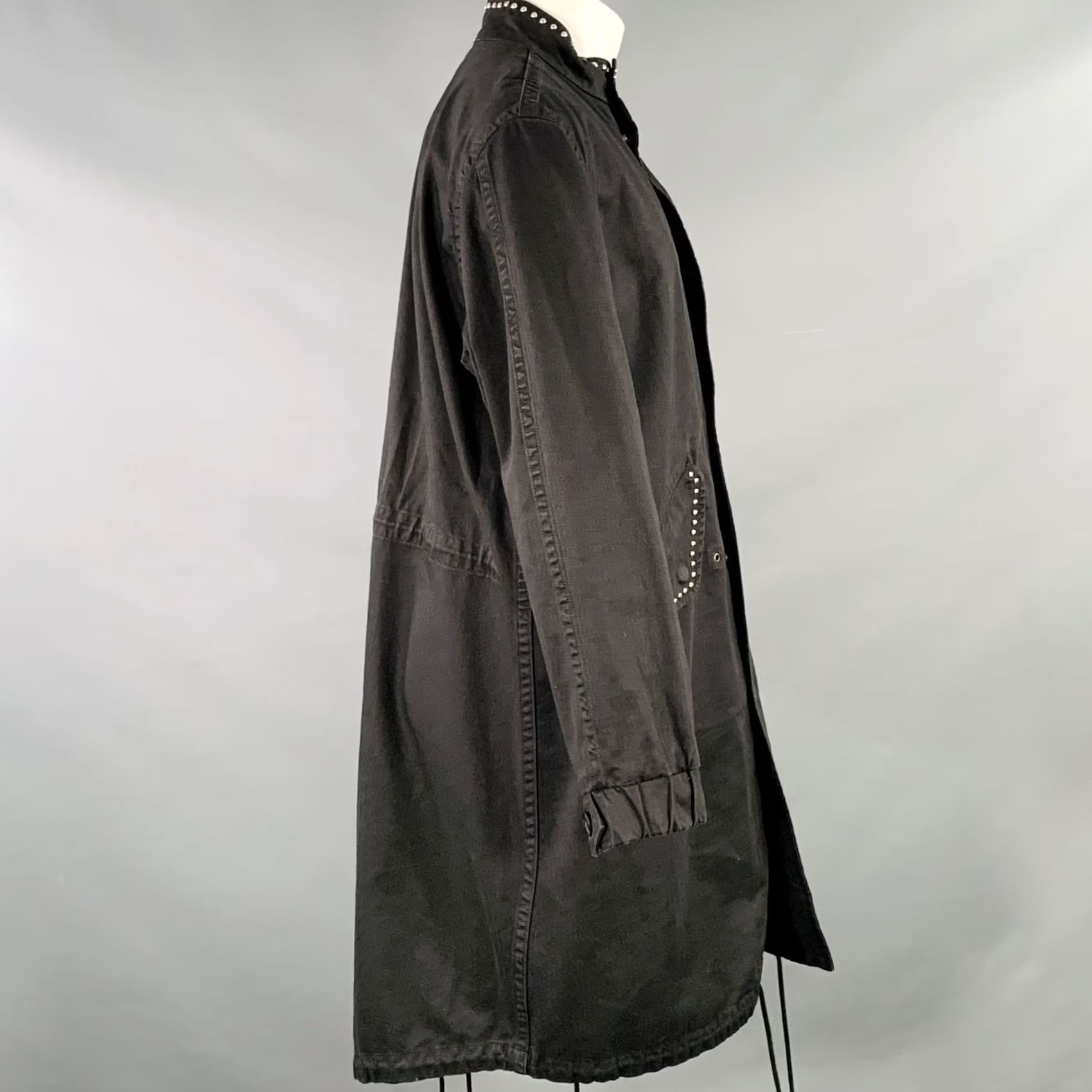 Yves Saint Laurent Saint Laurent Size 40 Black Studded Cotton Coat Size US XXS / EU 40 - 3 Thumbnail