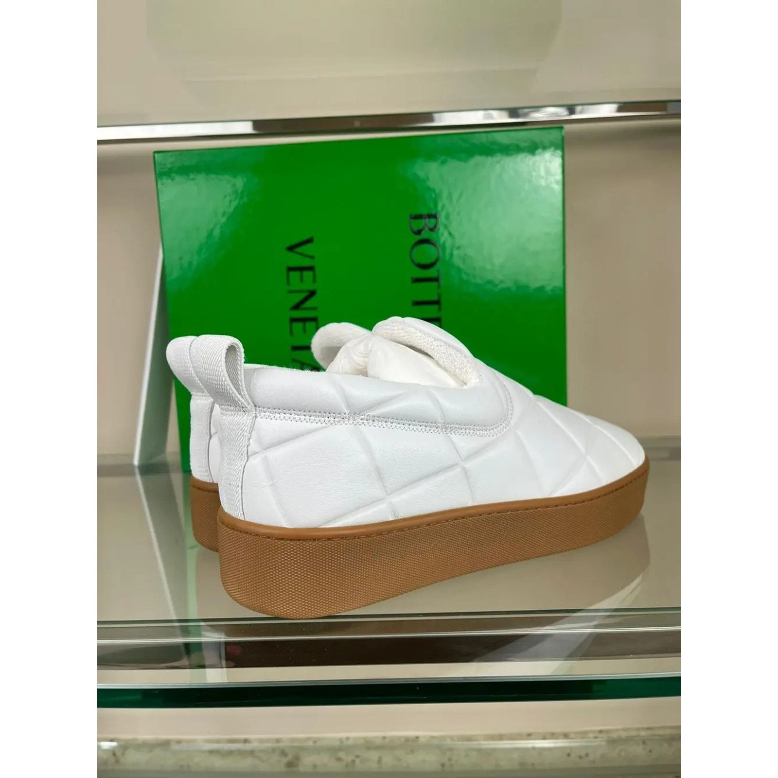 Bottega Veneta o1rshd1 Quilted Nappa Leather Sneakers in White Size US 12 / EU 45 - 8 Thumbnail