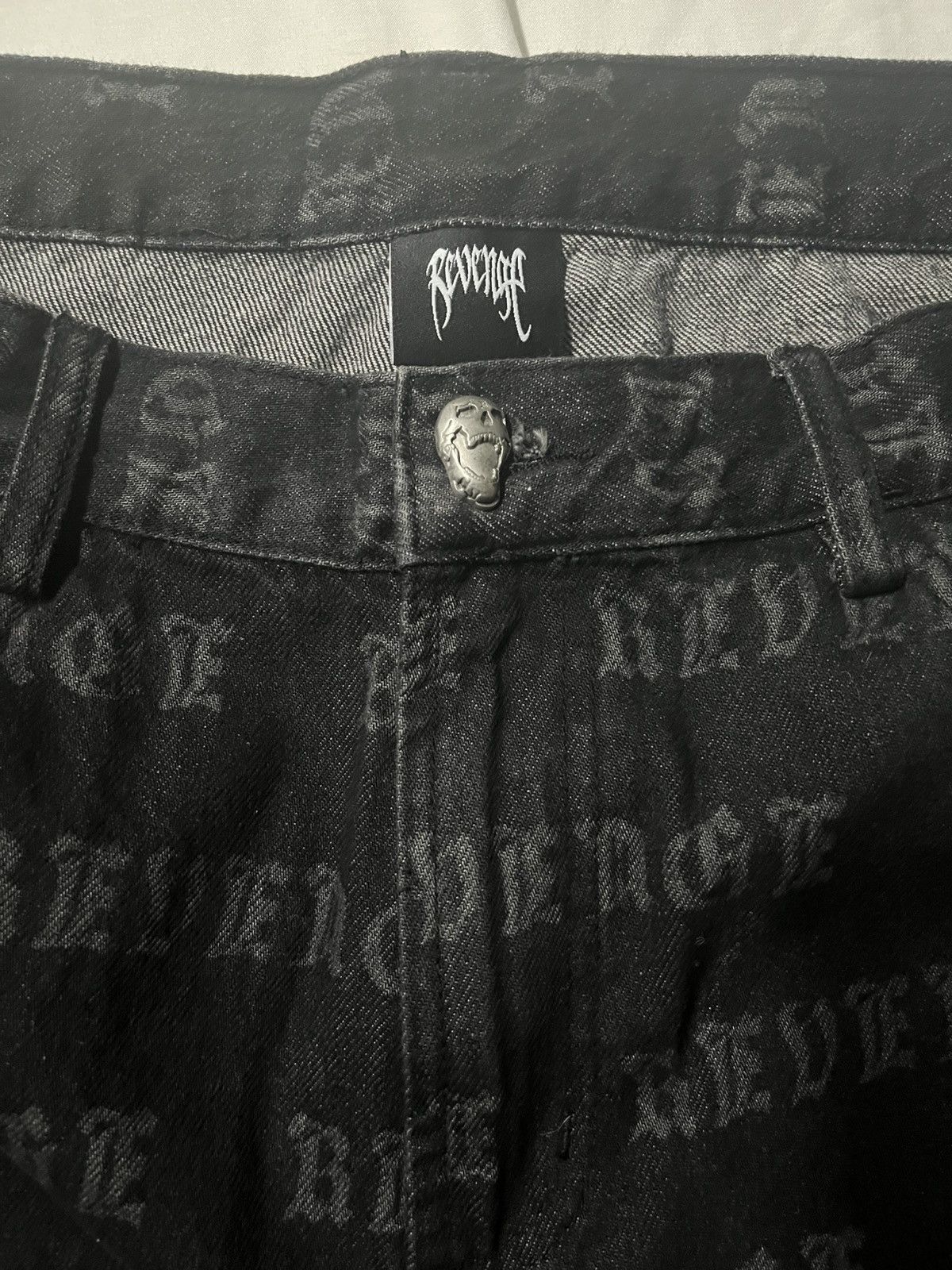 Revenge REVENGE ALLOVER LOGO DENIM PANT BLACK Size US 36 / EU 52 - 4 Thumbnail