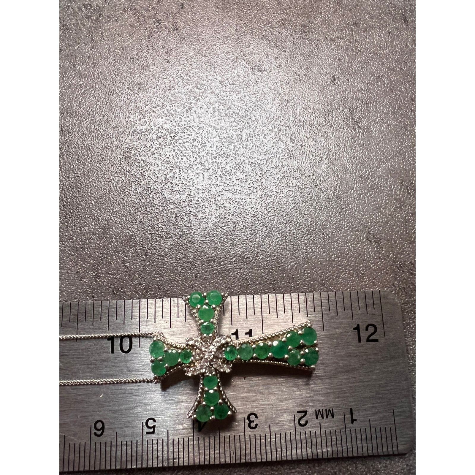 Other Emerald and zircon 925 silver cross pendant with chain Size ONE SIZE - 12 Thumbnail