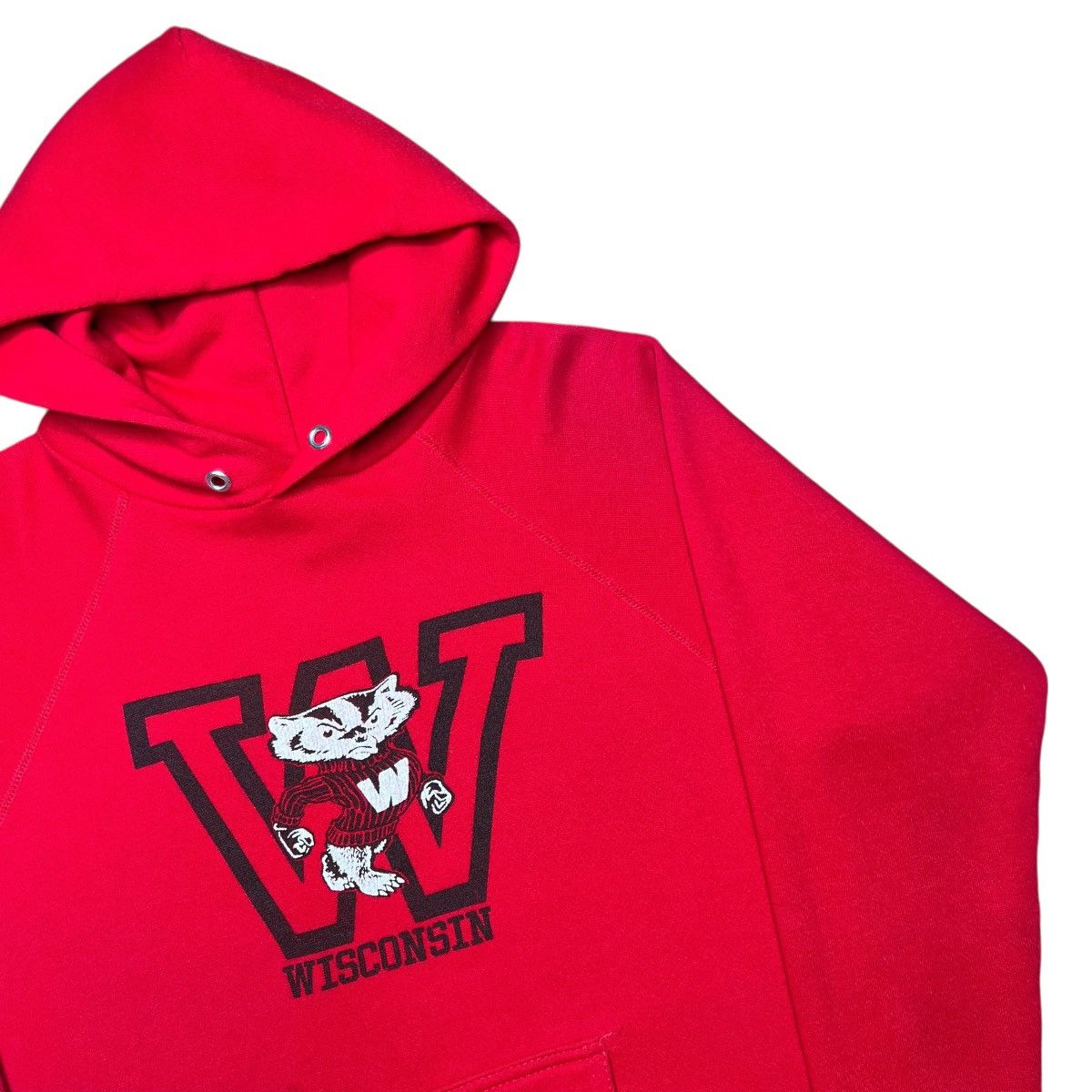 NCAA 1980s NCAA Wisconsin Badgers Artex Spell Out Mascot Hoodie Size US M / EU 48-50 / 2 - 17 Thumbnail