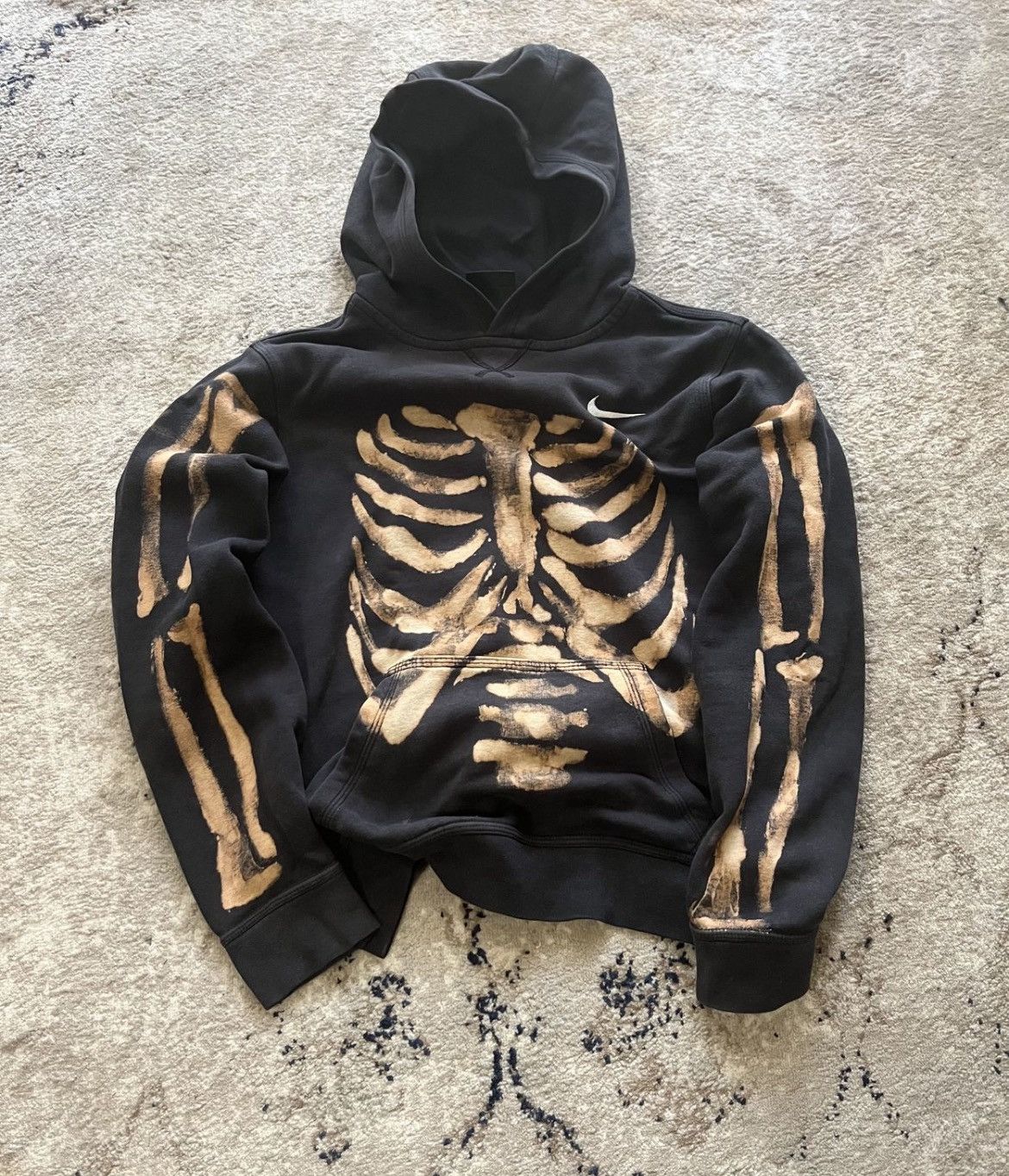Nike × Vintage VTG Balenci Style Skeleton X-Ray Hoodie (Youth XL) Size US XXS / EU 40 - 1 Thumbnail