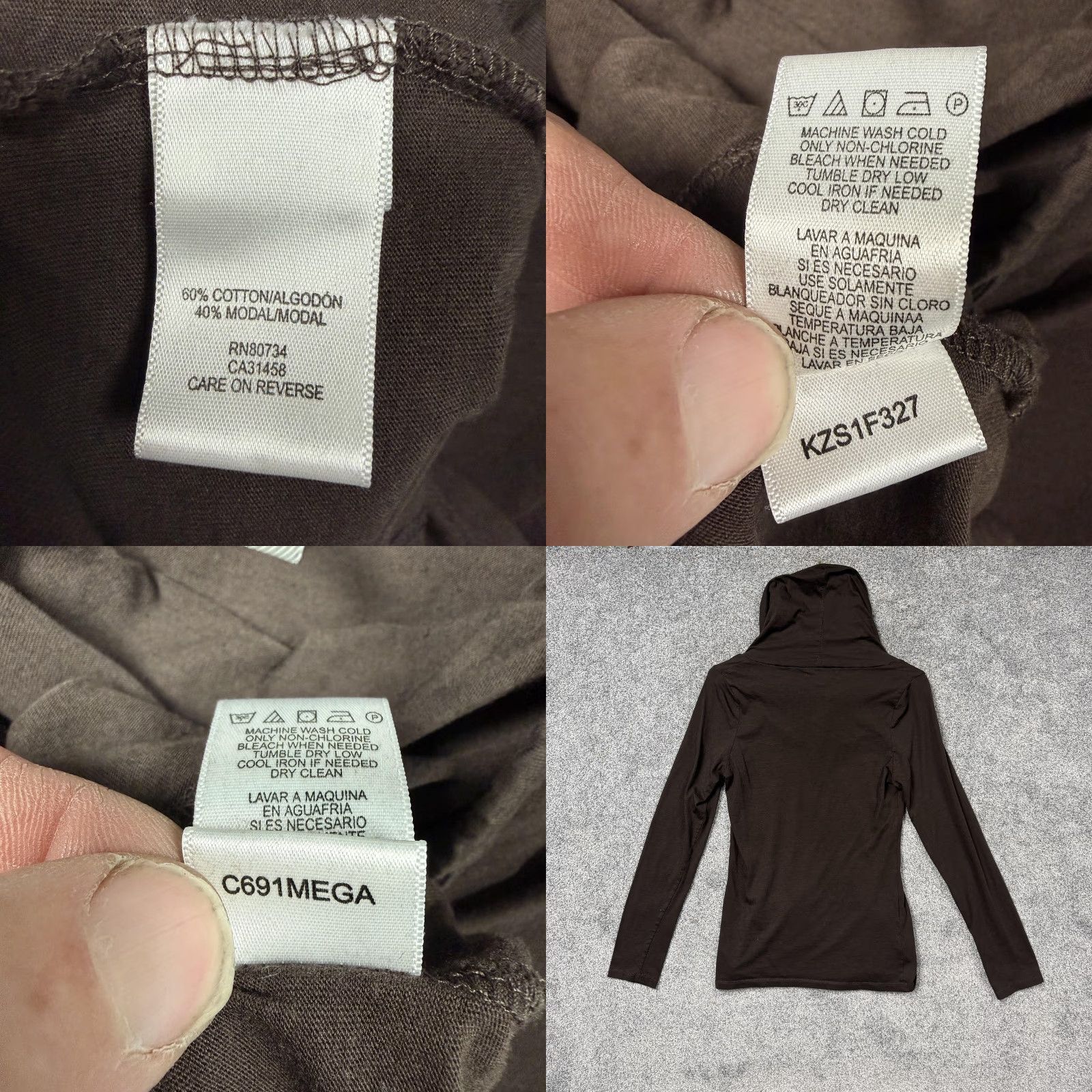 BCBGeneration BCBGeneration T-Shirt Long Sleeve Brown Cowl Neck Pockets Women L Regular Layering Indie Sleaze Soft Grunge Size L / US 10 / IT 46 - 8 Thumbnail