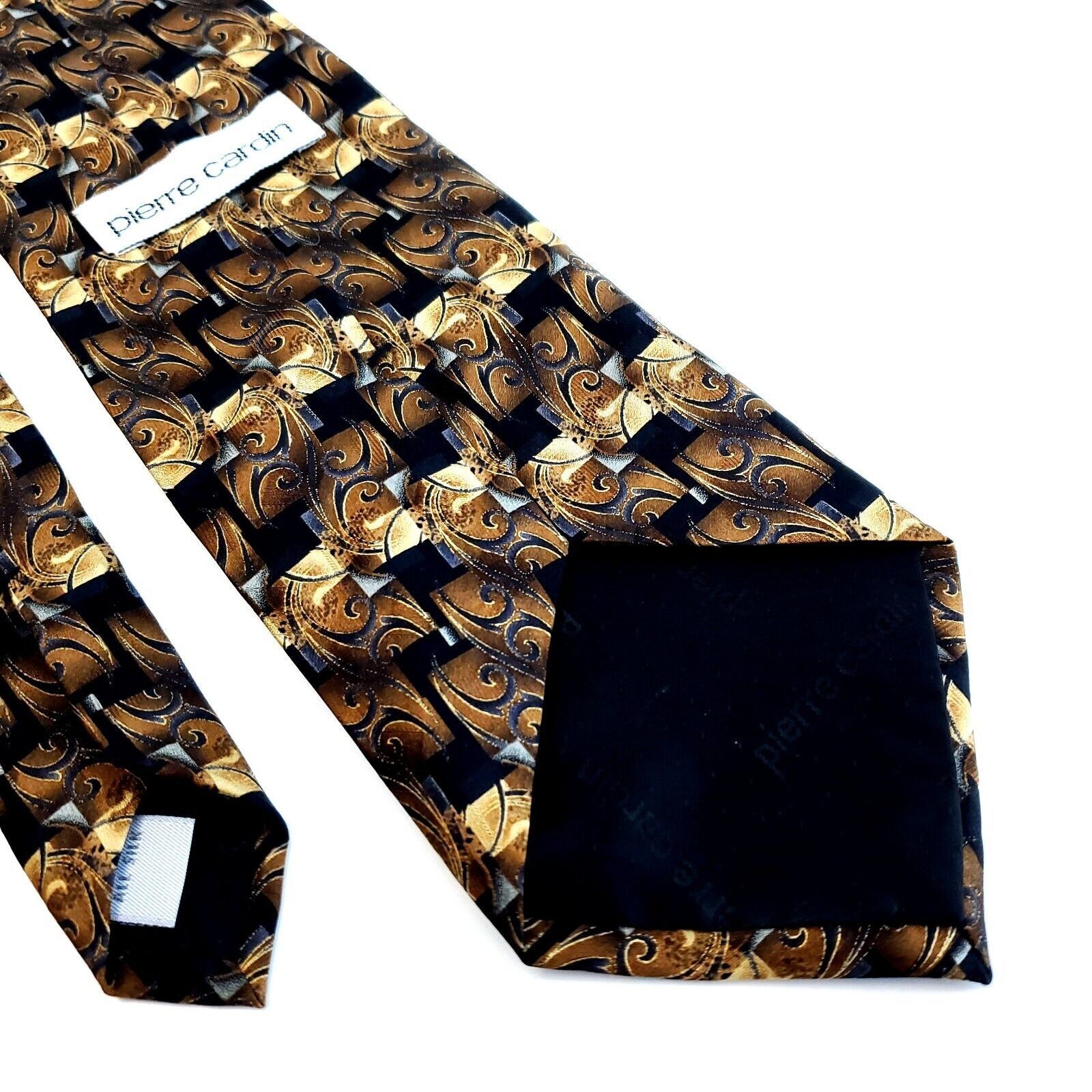 Pierre Cardin Pierre Cardin Black Brown Tan Abstract Geometric Print Wide Size ONE SIZE - 5 Thumbnail