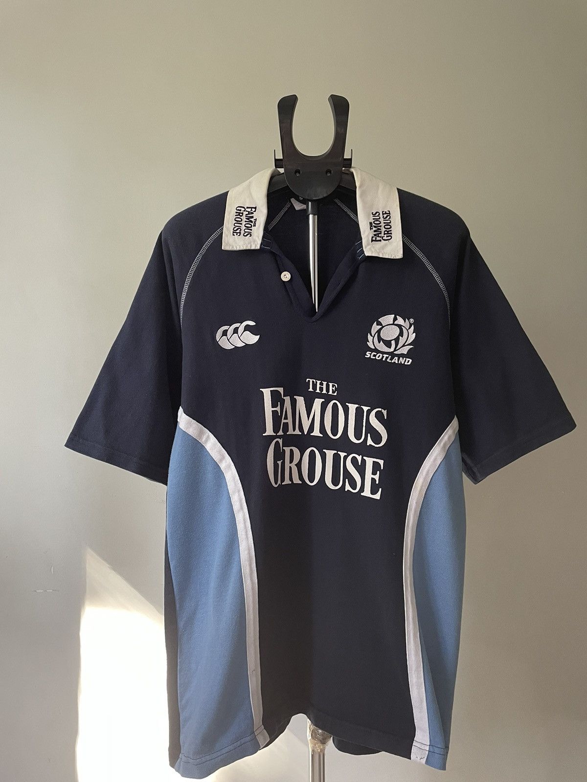 Pre-owned Canterbury Of New Zealand X England Rugby League Vintage Canterbury Scotland Rugby Shirt Famous Grouse Large In Dark Blue