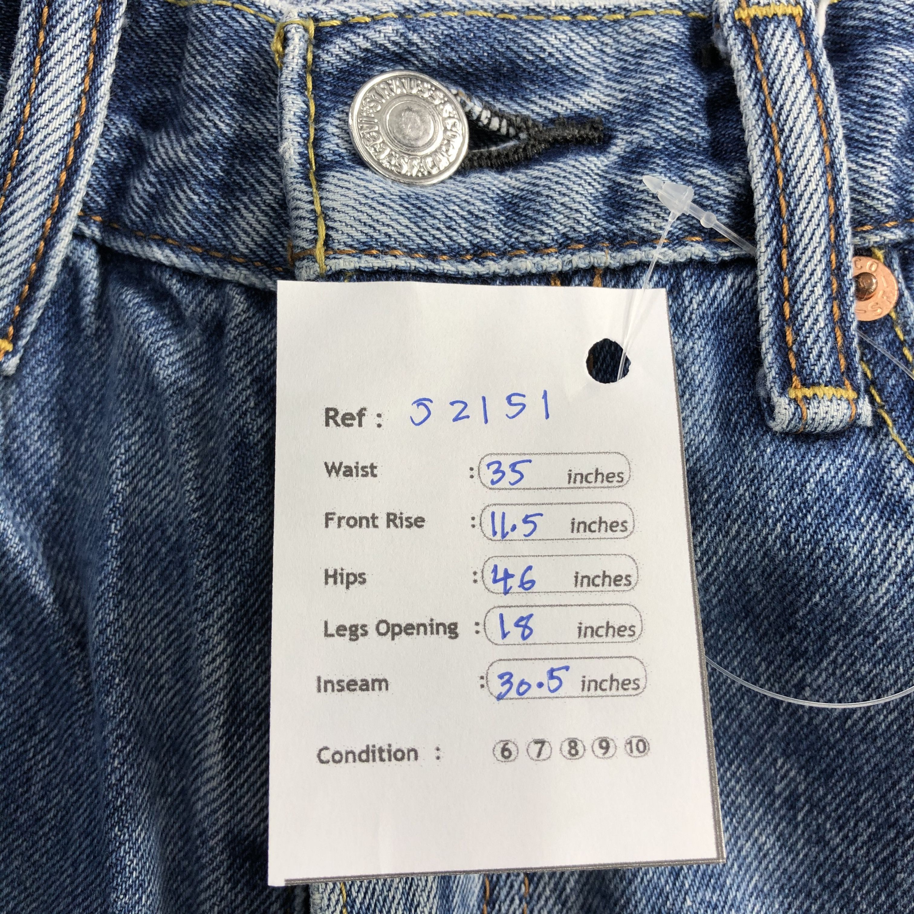 Levi's Vintage Blue Wash Levis 505 Jeans-J2151 Size US 35 - 10 Thumbnail