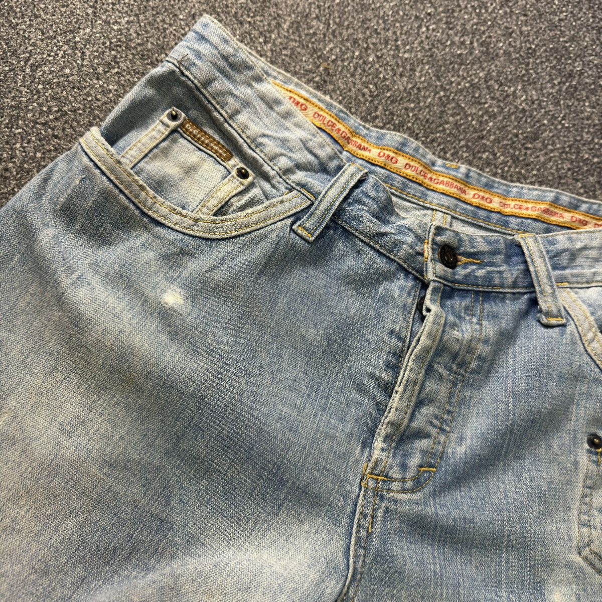 Dolce & Gabbana Vintage Rare 90s Blue Faded Distressed Denim Size US 34 / EU 50 - 15 Thumbnail