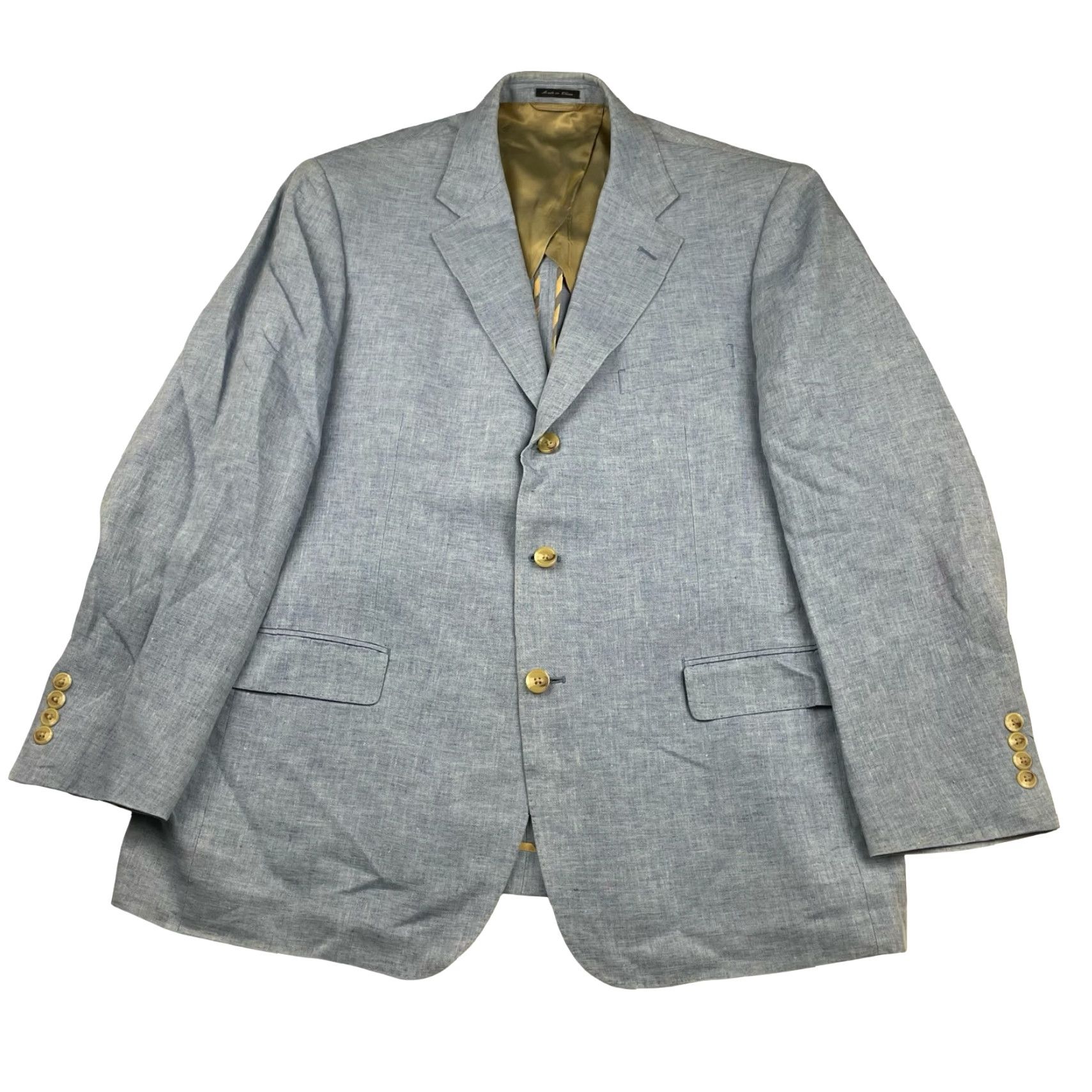 Vintage Ibiza Men's 100% Linen 2-Button Blazer Blue 44R US Size 44R - 2 Thumbnail
