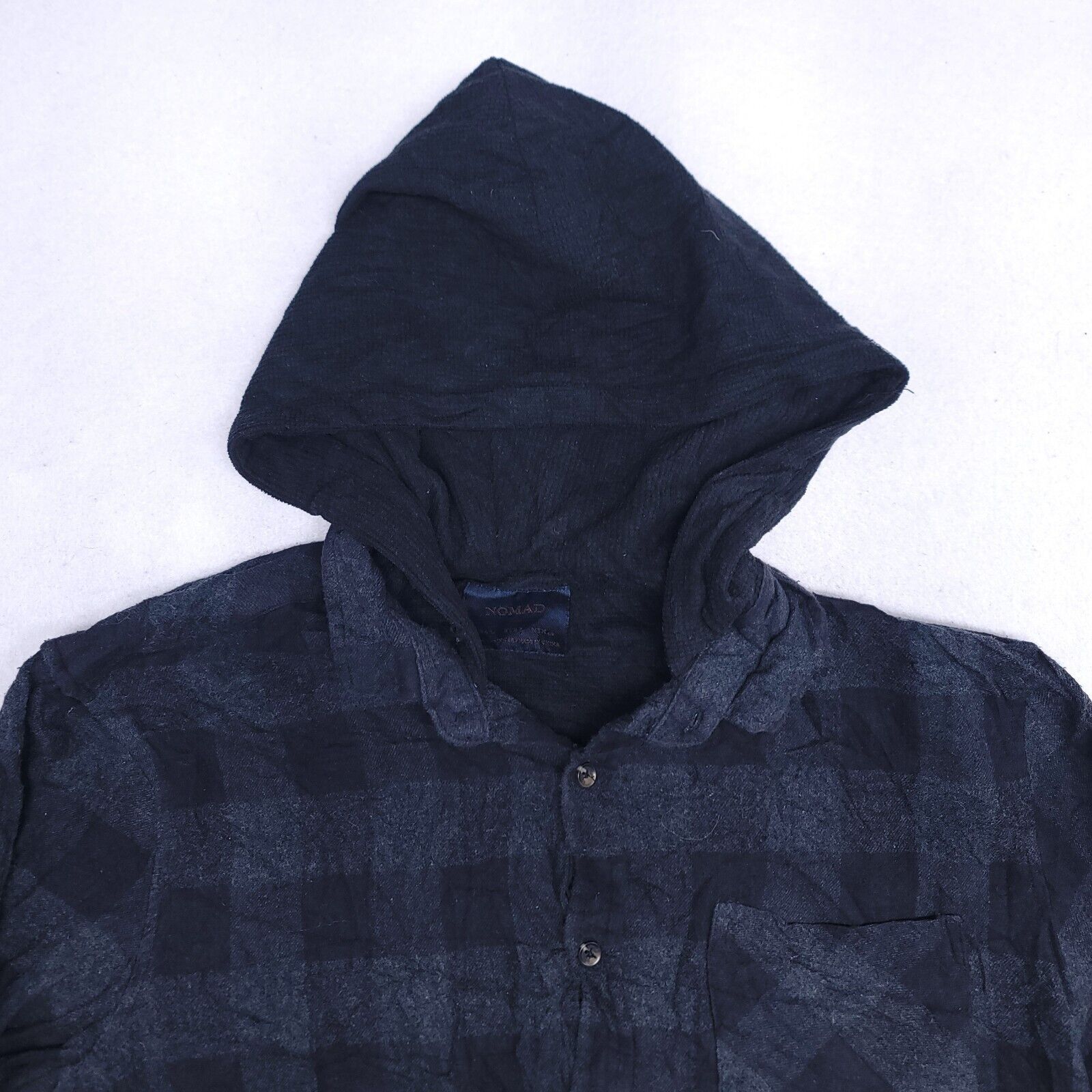 Nomad Nomad Casual Button Up Hoodie Mens Size Large L Black Plaid Size US L / EU 52-54 / 3 - 1 Thumbnail