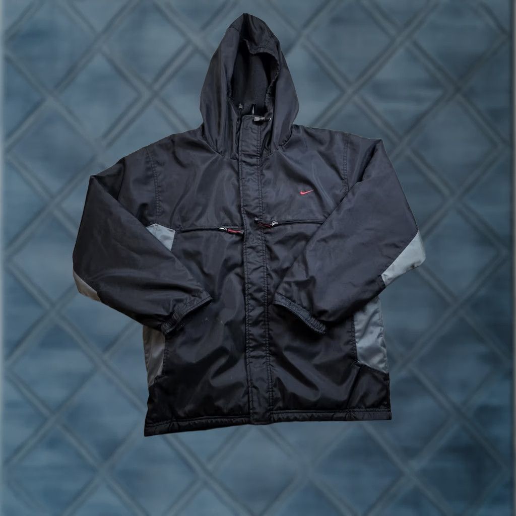 Nike VINTAGE Nike Jacket Mens M Black Grey Hooded Full Zip Fleece Reversible Y2K Size US M / EU 48-50 / 2 - 1 Thumbnail