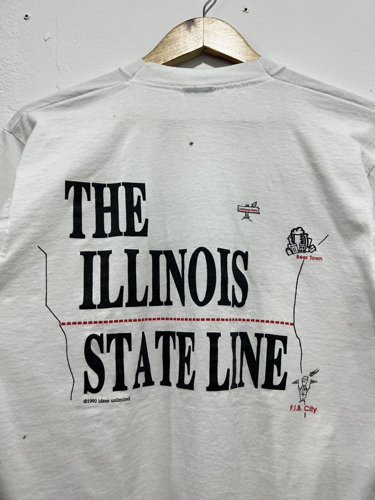 Vintage Vintage 1990’ The Illinois State Line Humor Tshirt Size US M / EU 48-50 / 2 - 5 Thumbnail